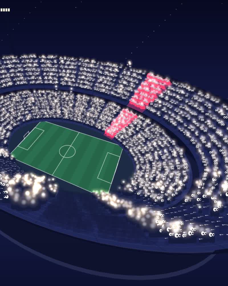 A night stadium of thousands of creatures doing the wave